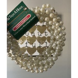 12-Foot Wired Bead Pearl Garland Trim A Home Christmas Accents Golden Accents
